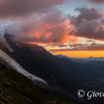 Glacier des Bossons dal Plan de l'Aiguille al tramonto