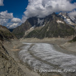 Il Glacier du Tacul che confluisce nella Mer de Glace