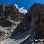 Panorama dalla Bocchetta dei Camosci sulla vedretta omonima